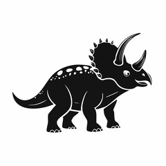Black and white Protoceratops Dinosaur Standing image vector isolated on white background.