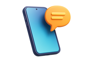 Mobile Messaging Icon 3D Illustration Isolated on a Transparent Background