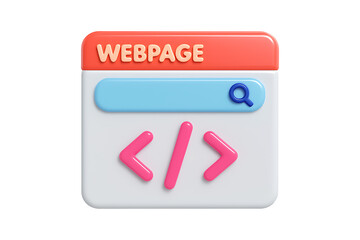Website Development Symbol 3D Render Isolated on a Transparent Background