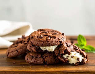 Indulge in decadent chocolate cookies with creamy filling, a sweet treat sure to bring joy and comfort
