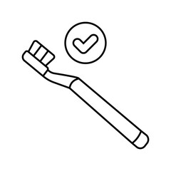 using soft bristled toothbrush line icon vector illustration