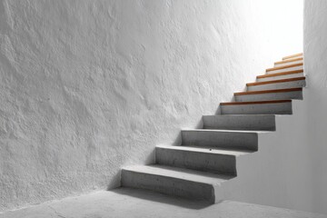 White Staircase with Natural Light Illuminating Minimalist Interior Design in Modern Architecture Style