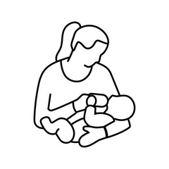 baby feeding child care nurse line icon vector illustration