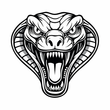 Angry Cobra Head Mascot Logo Design Fierce Snake Vector image on white background.