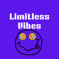Limitless Vibes T-Shirt Design with Smiley Face and Peace Glasses
