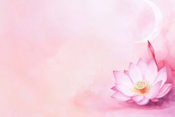 Fototapeta premium Eternal Blossom: a delicate lotus flower in full bloom. Its soft petals, bathed in gentle watercolor hues, radiate tranquility and spiritual grace, symbolizing purity and enlightenment.