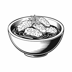 Sesame sauce fried meat image vector isolated on white background.