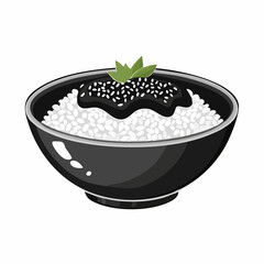 Black and white Sesame sauce fried meat image vector isolated on white background.