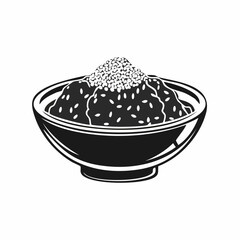 Black and white Sesame sauce fried meat image vector isolated on white background.