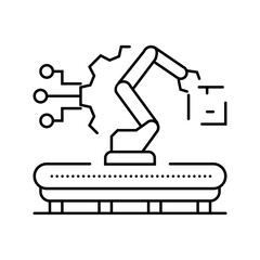 cyber physical systems industry 5 line icon vector illustration