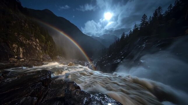 Moonlit Waterfall Rainbow