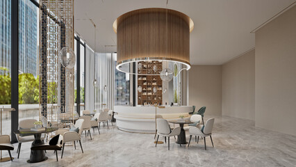 Luxury and Stylish Hotel Lobby, 3D Render