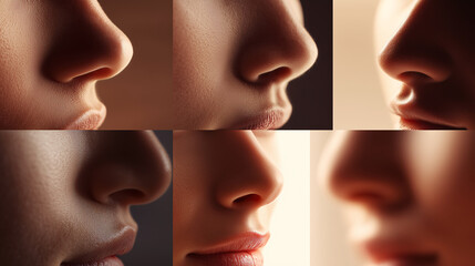 Female Nose Variations with Studio Lighting Close-Up