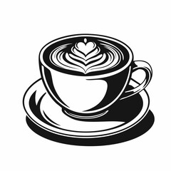 Cup of hot coffee latte image vector isolated on white background.