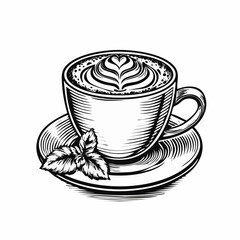 Cup of hot coffee latte image vector isolated on white background.