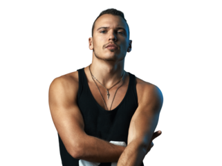 Confident Young Man in Black Tank Top