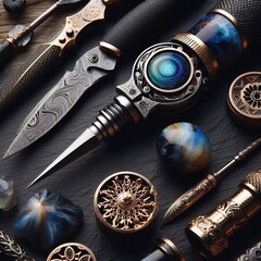 Materials Damascus obsidian sapphire window