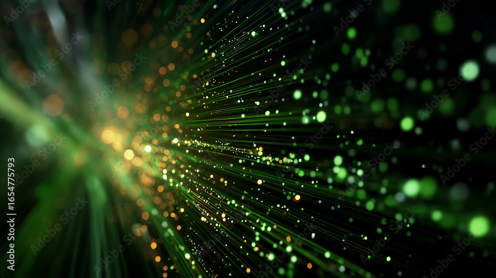 Canvas Prints digital spark: a captivating display of light streaks and luminous spheres in a dark, enigmatic sett