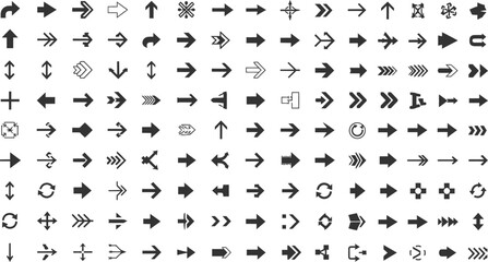 Vector art of collection of various arrow symbols and directions