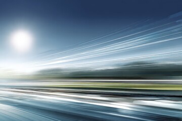 Abstract Landscape With Speed Lines And Sun