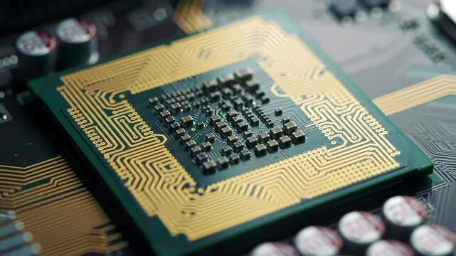 Close-up of circuit board CPU; tech background; website use