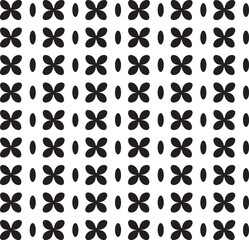 Black and White Geometric Flower Pattern Vector Illustration with Seamless Repeating Design for Wallpapers, Textiles, Wrapping Papers, and Modern Graphic Backgrounds