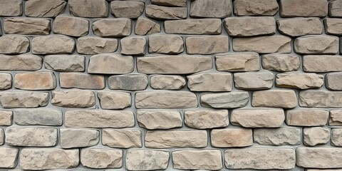 Fototapeta premium Rough-hewn square stone wall, dark corners, textured surface, granite, aged