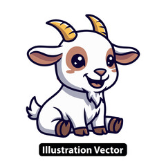 Adorable and charming cartoon baby goat illustration, perfect for children's books or farm-themed designs.