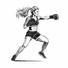 A Kickboxer in Action Delivering a Powerful Punch, Captured in a Dynamic Vector Illustration