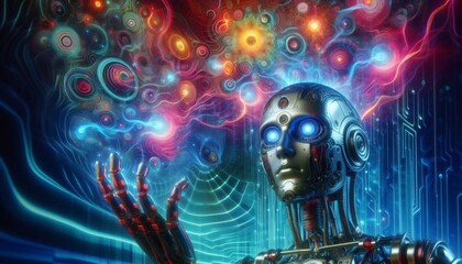 artificial intelligence ai hallucinating dreams fantasy glitch twisted illusion