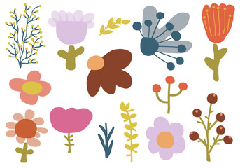 Fantastic Floral Designs Bloom Beautifully Across White, naive hand-drawn style,