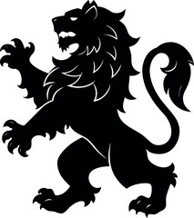 Fototapeta premium Majestic Silhouette of a Rampant Lion in a Powerful Pose