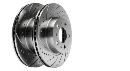Precision Engineered Brake Discs: Two intricately designed brake discs showcase their advanced engineering, offering a glimpse into automotive innovation and safety. 