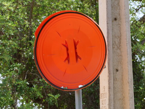 broken orange convex mirror or wide-angle mirror