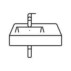 wall mounted sink line icon vector illustration