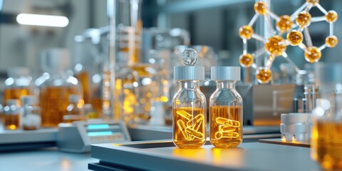 Innovative food supplements production futuristic factory nutrition and wellness environment enhancing metabolic health