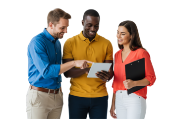 group of people talking together isolated on transparent background