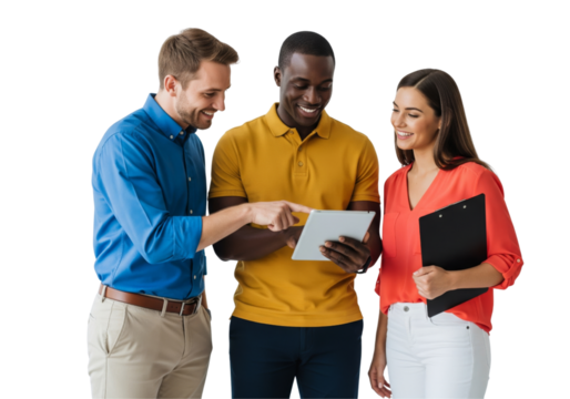 group of people talking together isolated on transparent background