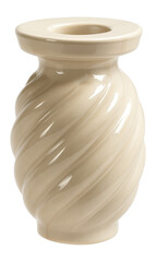 Ceramic candle holder with a glossy glaze, featuring a spiral design, suitable for a bedroom nightstand.