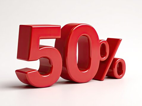Red 3D fifty percent off symbol