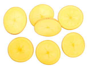 Top-Down View of Sliced Potatoes on Transparent Background