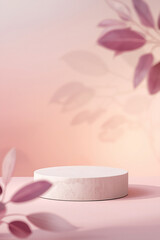 stone stand with pink background	