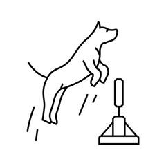 jumping hurdle dog competition show line icon vector illustration