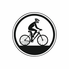 Riding Bike in Circle Logo Template vector image isolated on white background.