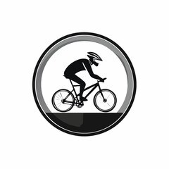 Fototapeta premium Riding Bike in Circle Logo Template vector image isolated on white background.