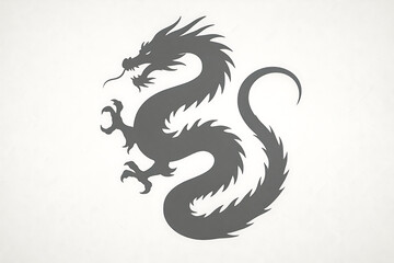 清らかに輝く白に浮かぶ伝統的な龍の影
