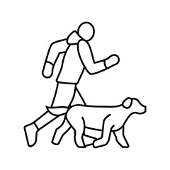 and handler running dog competition show line icon vector illustration