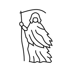 grim reaper mortality line icon vector illustration