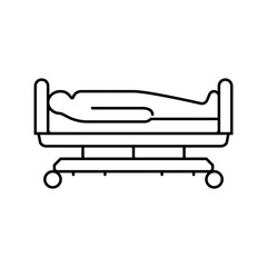 hospital bed white sheet mortality line icon vector illustration