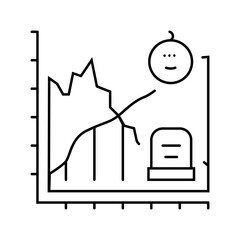life death comparison graph mortality line icon vector illustration
